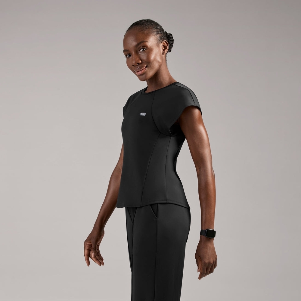 Figs Black Alice FORMx Slim Crewneck - Scrub Top